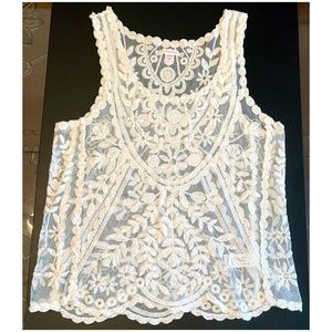 Xhilaration Light Cream, Beige Lace Tank